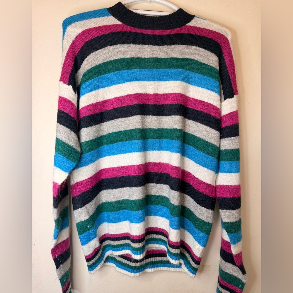 Laura Scott Striped Knit Sweater XL Colorful Crewneck - Picture 4 of 7